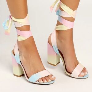 Lulu’s Alta Multi Ombré Lace Up Heels